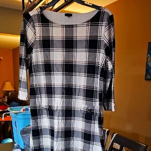 Ann Taylor Factory Black and White With Brown Flannel Design Dress Size XL